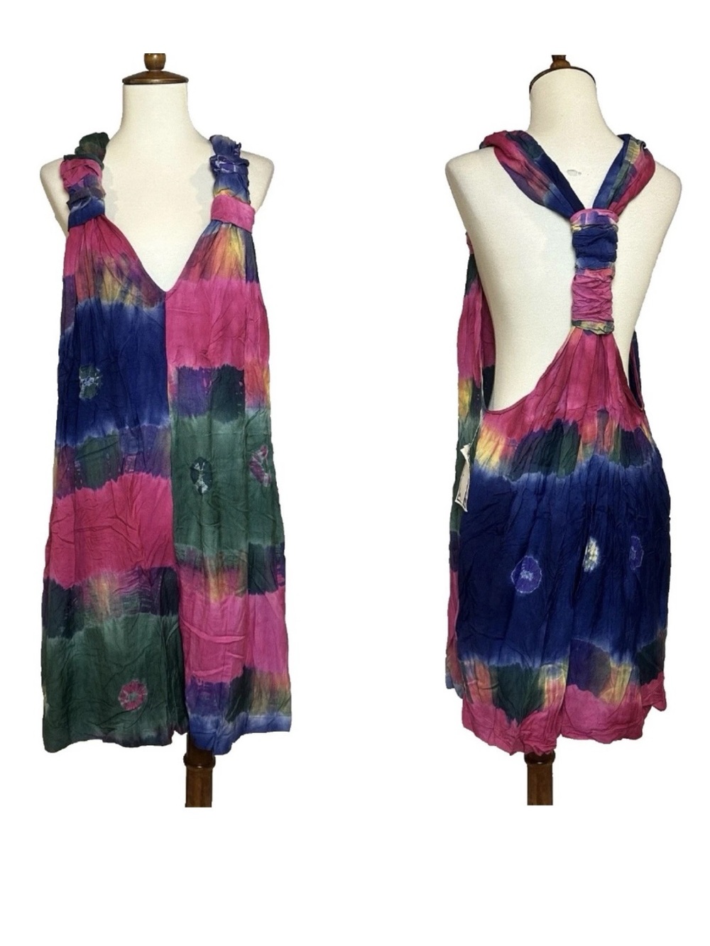 Unique Tie Dye Boho Jumper Shortall Overalls Hand Dyed India NWT